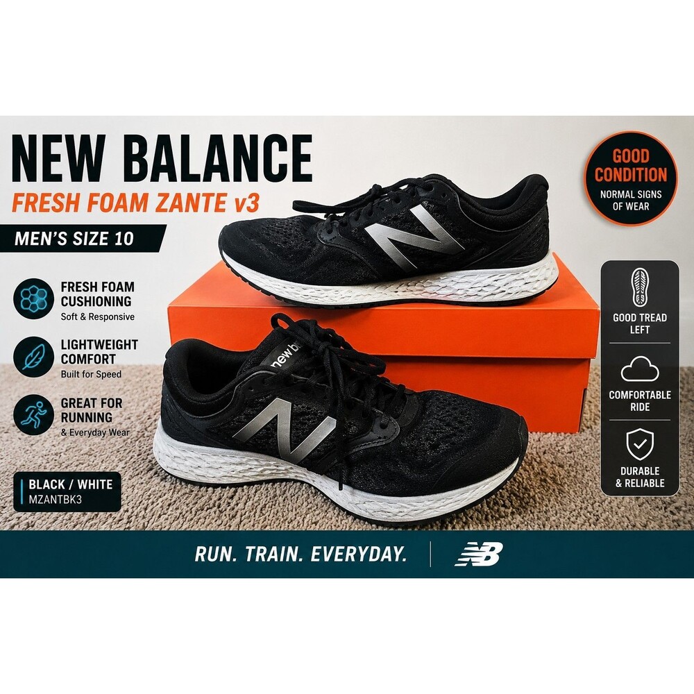 New Balance Fresh Foam Zante v3 Men’s Running Shoes Black/White MZANTBK3